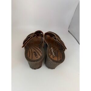Teva Mush Brown Leather Strappy Wedge Sandals Thong Gladiator Platform Womens